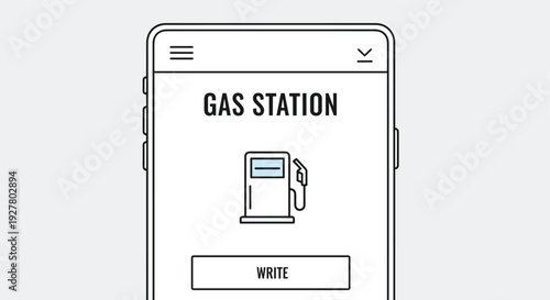 Gas station finder application on a smartphone screen shows a fuel pump icon to help drivers locate the nearest refueling point.