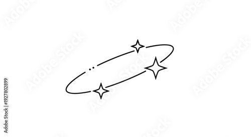 Simple dizzy stars orbital path symbol represents a state of confusion or being lightheaded in a minimalist line art illustration.