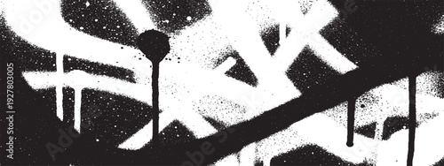 Abstract Graffiti Art with White Drips on Black Background.