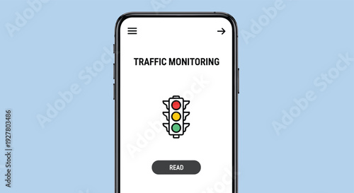 Mobile application for traffic monitoring features clean interface with traffic light icon to help users navigate urban road conditions.