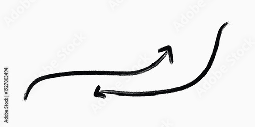 Two black arrows on a white background pointing in opposite directions