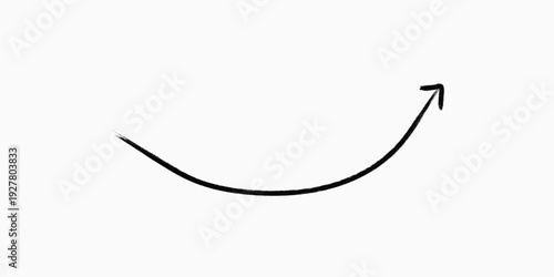 A simple black curved arrow pointing upwards on a white background