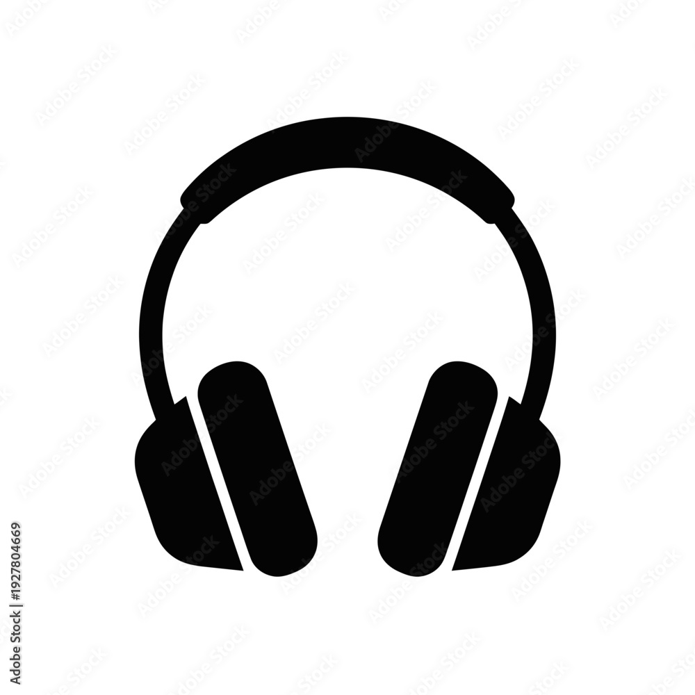 Obraz premium Minimalist black silhouette of over ear headphones icon