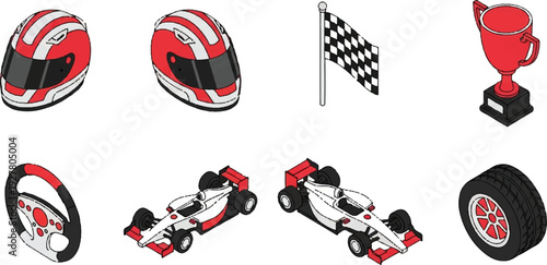 Racing elements illustration red and white
