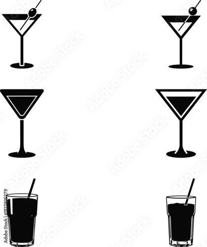 Cocktail icon silhouette on white background