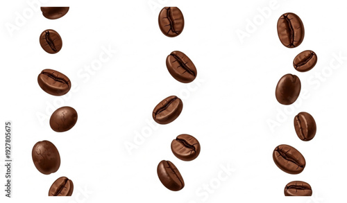 Roasted Coffee Beans Burst Explosion in Mid Air Vector Isolated on Pure White Background