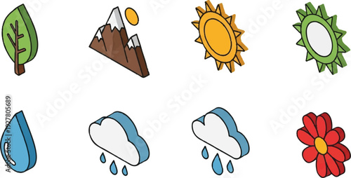 Isometric nature elements illustration