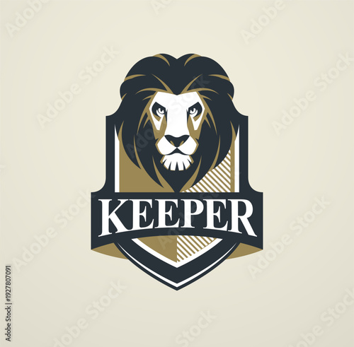 Warrior lion emblem inspired by knight honor, courage and dignity, created in timeless heraldic style for noble brands, teams and symbolic identity designs.