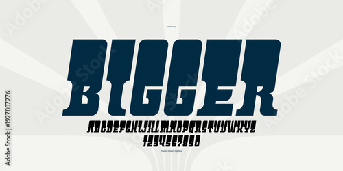 Bold and strong vector geometric font for logos and branding, heavy letters alphabet for posters and advertising, display typeface with huge fat letters, italic version.