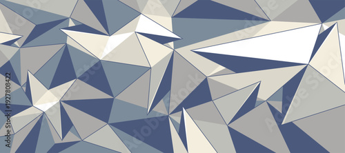 Polygonal vector 3D abstract background, low poly surface with broken wrecked sharp elements, crystal structure triangular polygons, minimal abstraction.
