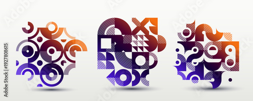 Abstract geometric vector background set, graphic design modern style composition, wallpaper art pattern, mosaic geometrical abstraction collection.