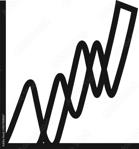 A stylized upward trending line chart with fluctuations in a minimalist design
