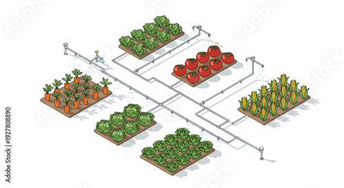 Isometric View of Hydroponic Farm System.