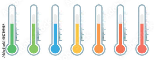 Thermometer Icon Set Temperature Scale Weather Sign Vector