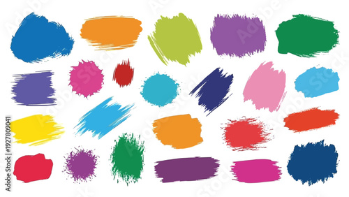 Colorful Brush Strokes Collection Showing Variety of Bright and Bold Colors for Artistic Design
