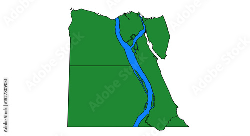 Map of Egypt with Nile River.