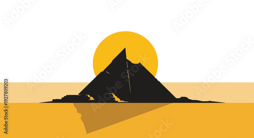 Mountain Peak Silhouette Against Sunset Sky.