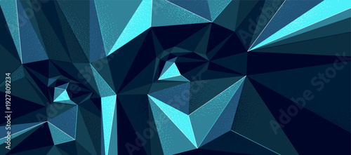 Dark low poly face vector illustration, polygonal design of a boy male face in annihilation, technology and science, kid face eyes looking at camera.