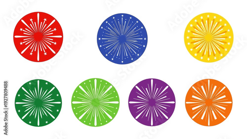 Colorful Fireworks Display with Various Brightly Colored Explosions in a Night Sky