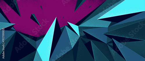 Polygonal dynamic chaos shapes vector abstract background, low poly 3D dimensional wallpaper with broken form in motion and energy.