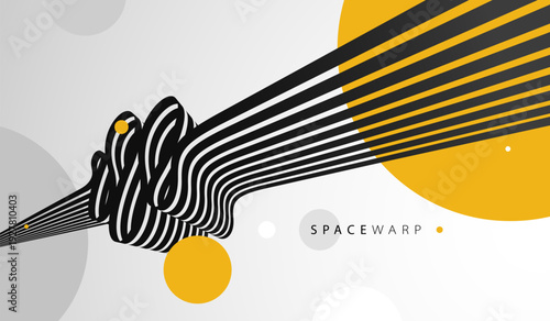 Abstract background with curve lines in 3D perspective, dynamic stripes tape look like road, journey trip wallpaper, futuristic dynamic expanse theme.