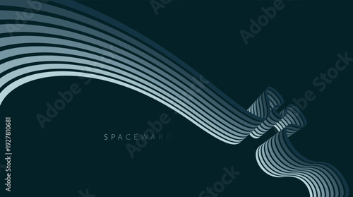 Mist oblivion night theme vector abstract background with 3D lines in perspective, dystopian gloomy dark graphic design wallpaper with curve stripes.