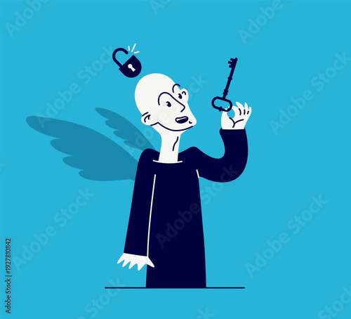 The person who has freed from mind control, vector concept of a matrix type manipulation and control.