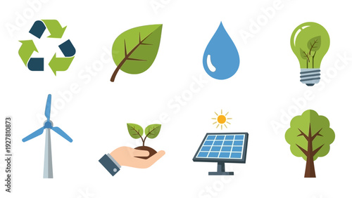 Environmental Conservation and Renewable Energy Symbols Collection