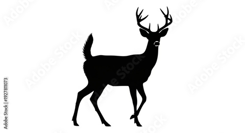 Deer Silhouette with Antlers Running.