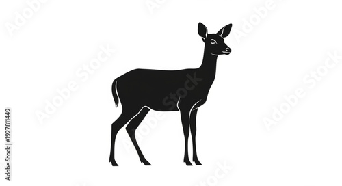 Deer Silhouette Standing Alone Isolated.