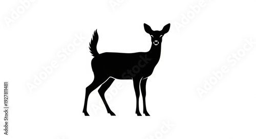 Deer Silhouette Standing Alone Isolated.