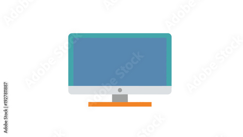 Minimalist Illustration of a Desktop Computer with a Flat Screen and Modern Design