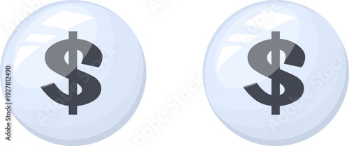 Dollar eyes. Plastic doll eyeballs cartoon icon