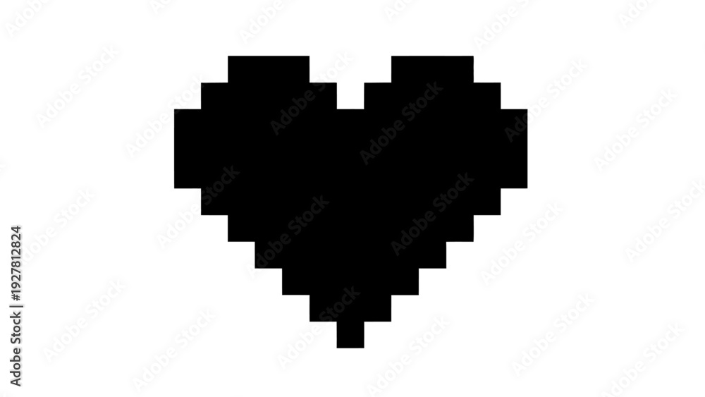 Fototapeta premium Pixelated Heart Icon in Classic 8-bit Style on White Background