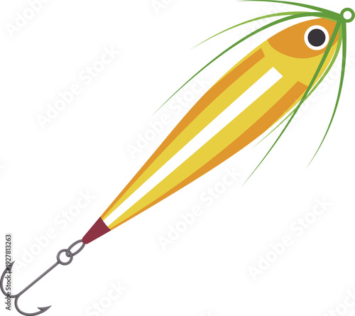 Fishing rod lure. Sharp hook tackle icon