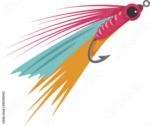 Fish tackle with sharp hook. Rod lure icon