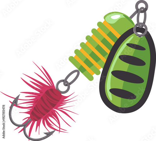 Plastic lure for fishing rod. Tackle cartoon icon