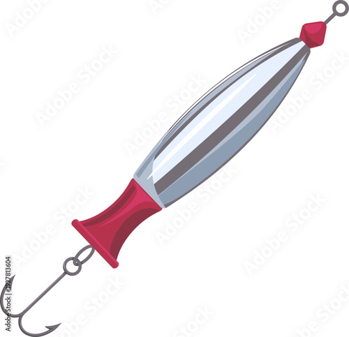 Hook lure cartoon icon. Fisherman equipment part