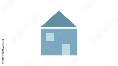 Simple minimalistic blue house icon representing housing and architecture design