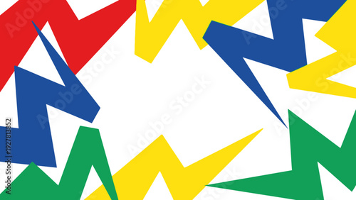 vibrant colorful abstract lightning bolt pattern with red yellow blue and green shapes for modern
