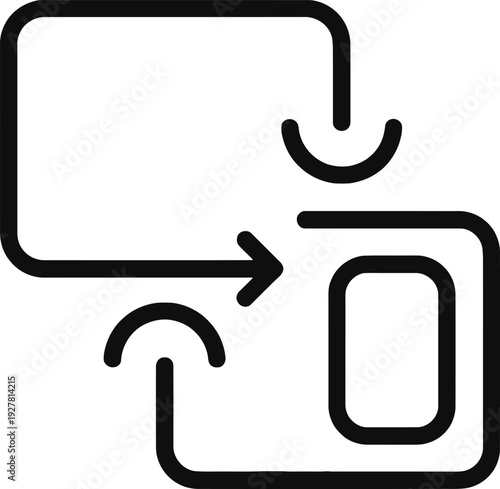 Diagram illustrating the syncing or transferring of data between two devices or platforms