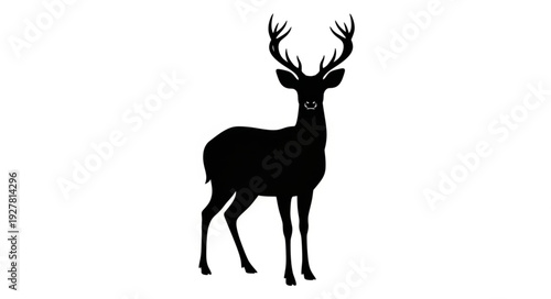 Deer Silhouette with Antlers Standing.