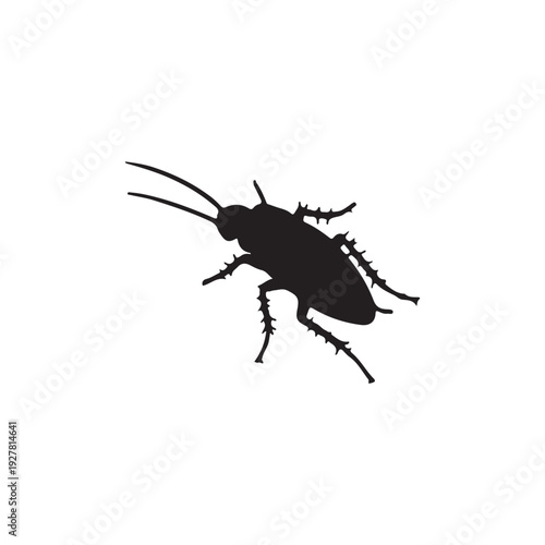 Side profile cockroach silhouette detailed pest insect vector. Part of cockroach silhouette collection