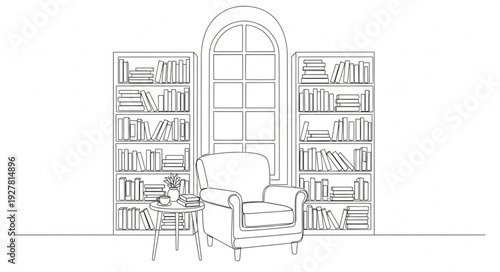 Detailed Architectural Drawing of Bookshelves.