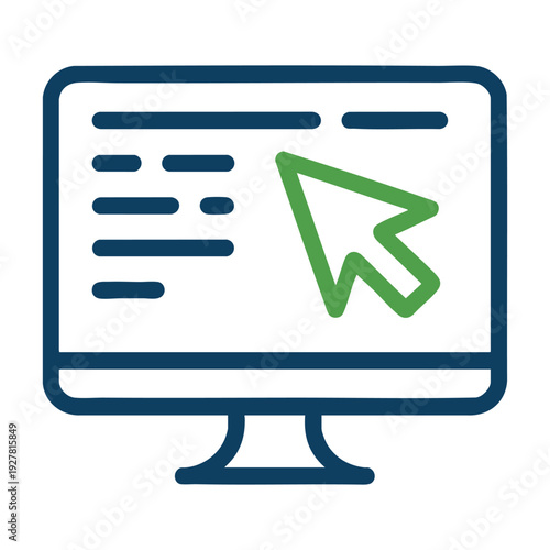 Computer cursor interacting with a web browser on a monitor screen