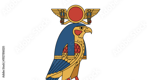 Ancient Egyptian Horus Symbol Golden Statue.