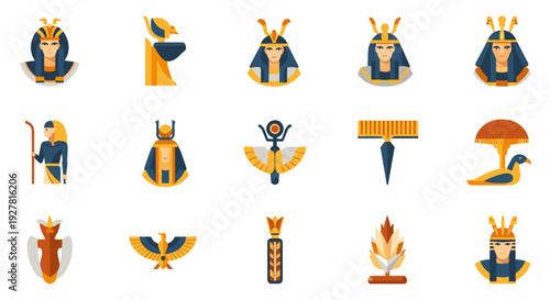 Ancient Egyptian Symbols and Hieroglyphics Collection.