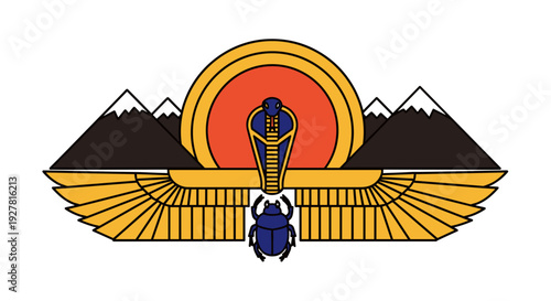 Ancient Egyptian Symbol with Winged Design.