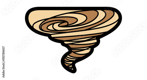 Cartoon Tornado Illustration with Swirling Funnel Cloud.