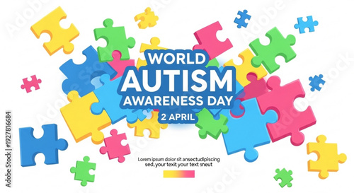 World autism awareness day on april 2nd colorful puzzle pieces background
